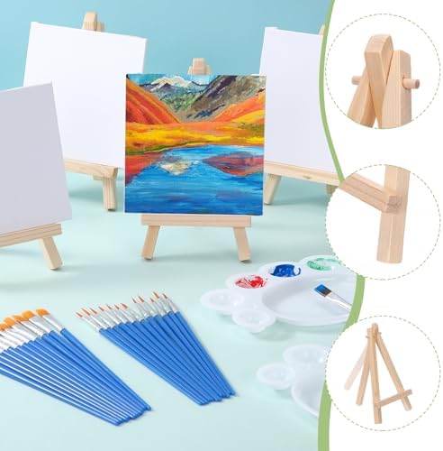 Qilery 24 Set 4 x 4 Inch Mini Canvas Panels Easel Painting Kit, 12 Colors - Image 4