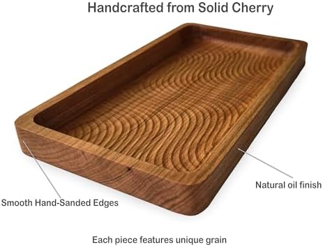 SRCraft Cherry Valet Tray for Men and Women, Wooden Catchall Organizer - Image 4