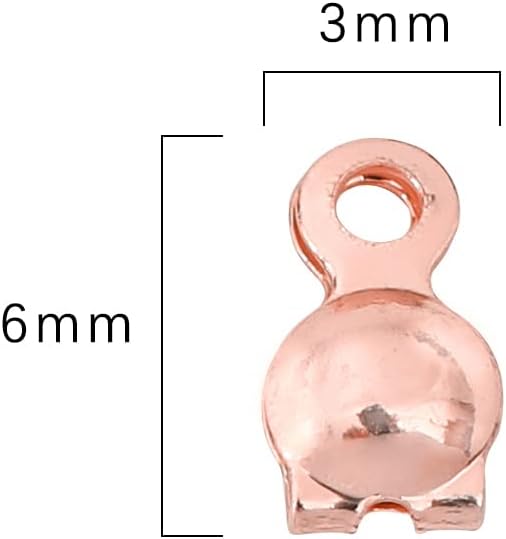Rose Gold Plated End Caps Non Tarnish 3x6mm 200pcs for Jewelry Making Findings