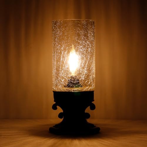 Glass Table lamp with fine Cracks, Small Candle Holder, - Image 5