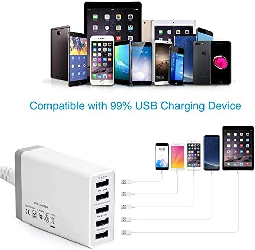 Pezin & Hulin 5 Port USB Wall Charger, 45W, Compatible with Tablet, Phone, Cell Devices - Image 3