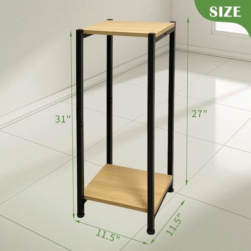 Dipion 31 Inch Tall Plant Stand Indoor,2 Tier Pedestal Stand,Yellow Oak - Image 5