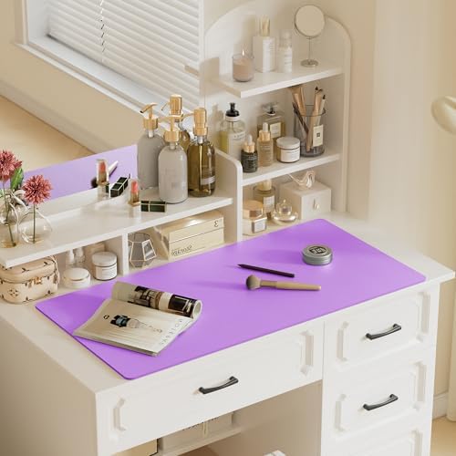 Aothia Faux Leather Desk Mat – Large Mouse Pad, Non-Slip PU Leather Blotter, Waterproof Writing Surface for Office and Home (Iris Violet, 47.2" x 23.6") - Image 6