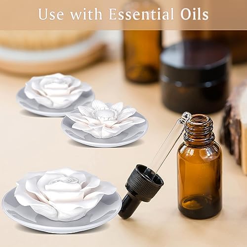 Bokon 9 Pcs Essential Oil Diffusers Ceramic Flower Non Electric,White - Image 5