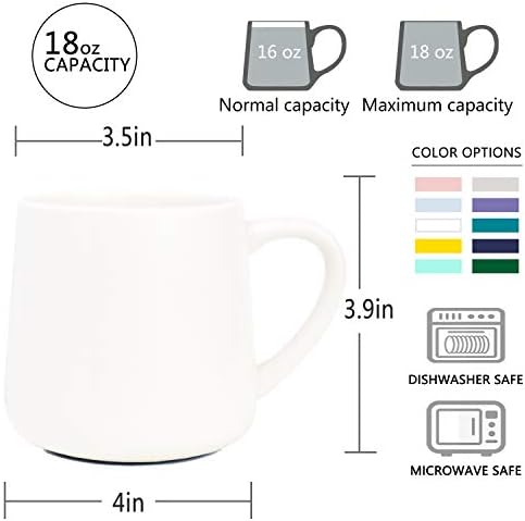 Bosmarlin Glossy Ceramic Coffee Mugs Set of 2, Tea Cup for Office and Home, 18 oz, Suitable for Dishwasher and Microwave(White, 2) - Image 2