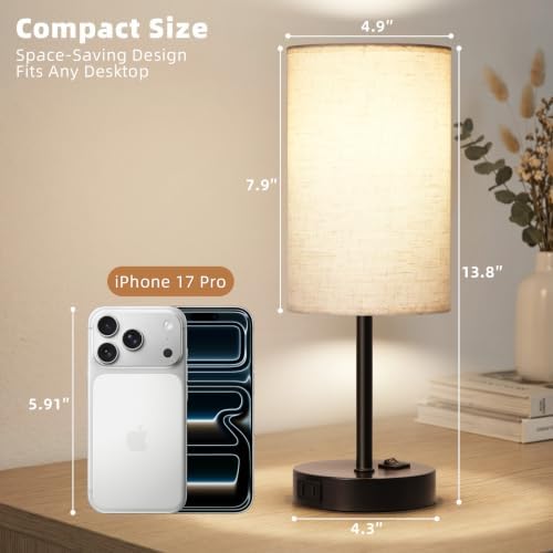 ZJOJO Table Lamp Set of 2, 13.8" Bedside Small Lamp for Bedroom Nightstand - Image 4