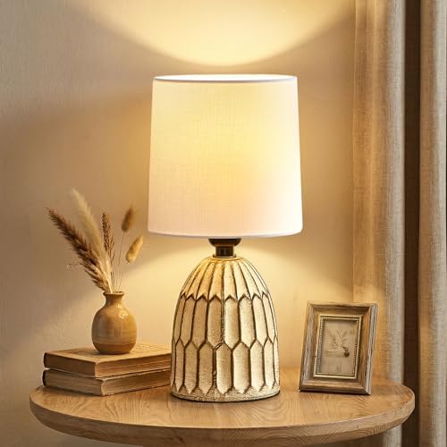 EJIAXIN Small Table Lamp -13.5" Boho Lamp - Bedside Lamps - Farmhouse Rustic Ceramic Table Lamp for Bedroom, Living Room, Nightstand, Office, Side Desk Lamp, End Table Lamp by WelcometoEJIAXIN