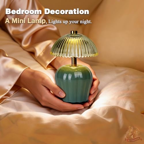 MJ PREMIER Rechargeable Table Lamp, Small Cordless Lamp with Timer, Green - Image 3