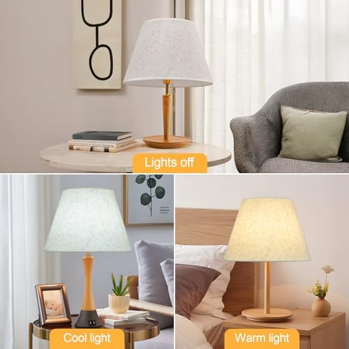 Beige Lamp Shades Set of 2 for Table Lamps, Small Empire Fabric Lampshades, 6 Inch Top, 10 Inch Bottom, 7 Inch High, Linen Textured Replacement Shades with Spider Fitter - Image 2