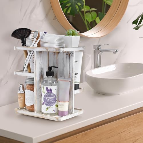 Sorbus Bamboo Makeup Organizer, Rotating Cosmetic Storage for Vanity (Grey) - Image 2