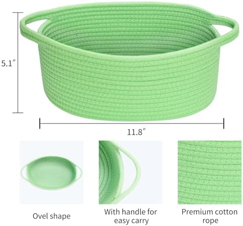 ABenkle Small Basket with Handles, Boho Decorative Rope Woven Dog Cat Toy Storage Bin Shelf Storage Organizer, Easter Christmas Gift Basket, 12"x8"x5" - Image 2