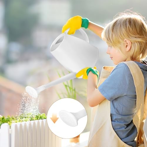 Plastic Watering Can - for Indoor and Outdoor House Plant Garden - with Long Spout - 1/2 Gallon - White - Image 5