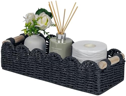 CubesLand Scalloped Toilet Paper Storage Basket W/Handle for Home Decor by CubesLand