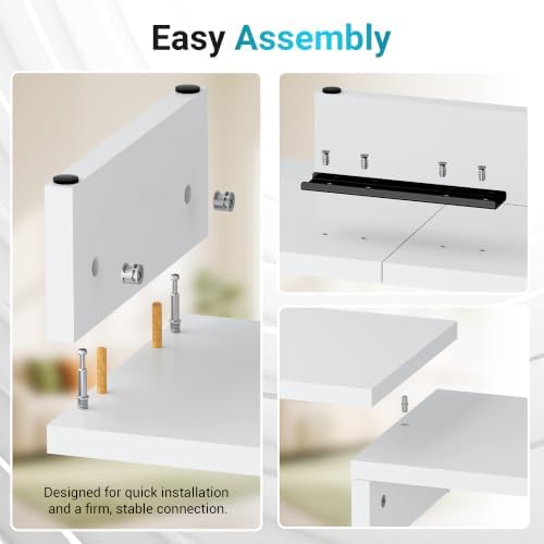 BONTEC Triple Monitor Stand Riser with Smartphone Holder, White - Image 6