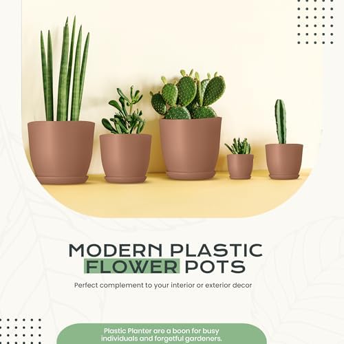 Plant Pots Indoor with Drainage 10 Pack Multi-Size Planters Set Terracotta - Image 5