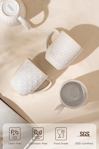 FOBENTA Ceramic Coffee Mugs Set of 4, 16 oz Coffee Cups with Embossed Design – Perfect for Latte, Tea & Cocoa, Gift for Women, Mom & Friends - Image 3