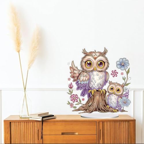 Diamond Painting Kits for Adults Beginners, 5D Full Drill Owl Crystal Art Desktop Ornament, DIY Single Sided Home Office Desk Decor, Creative Craft Gift Set with Tools - Image 4