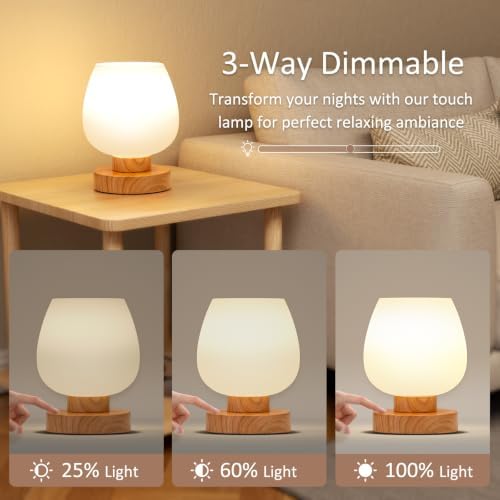 Seealle Small Touch Table Lamp for Nightstand, 3 Way Dimmable Bedside Lamp - Image 4