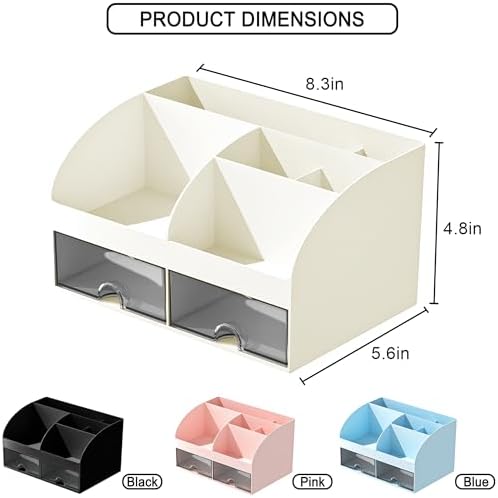 Makeup Organizer with Drawers, Cosmetic Storage for Dresser Vanity and Bathroom Countertop, Beauty Holder for Lipstick Brush, Skincare Organizer for Vanity, Cosmetic Display Case (Ivory) - Image 3