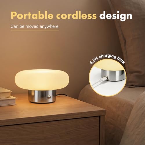 Cordless Table Lamp, Sliver Rechargeable Battery Operated Lamp - Image 2