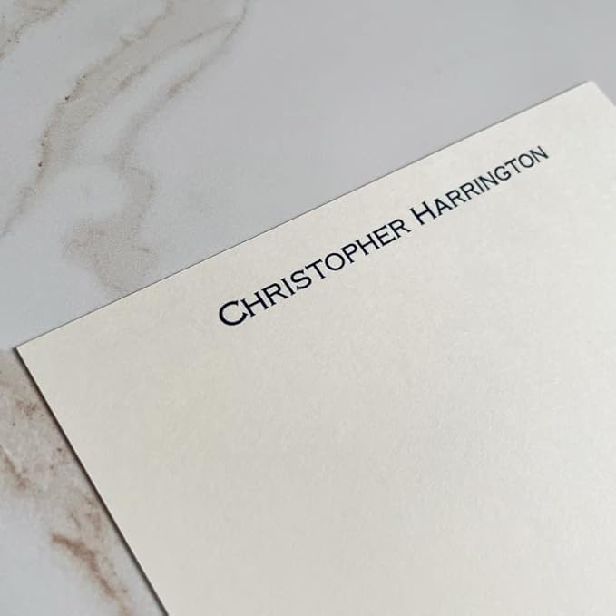 Professional Personalized Flat Cards - Raised Ink & Black Border with 25 Matching Envelopes
