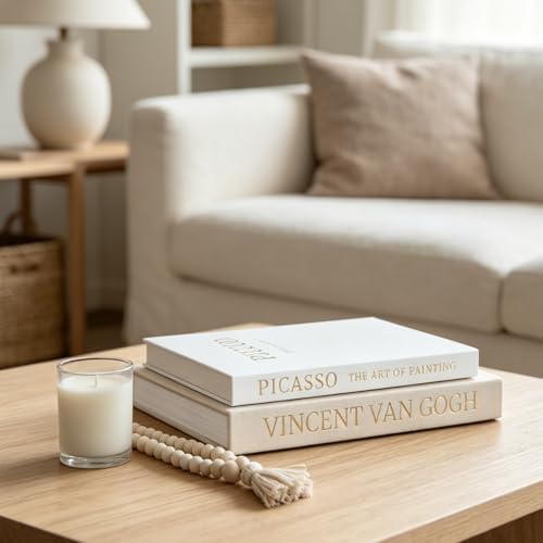 Small Faux Books（9.8' X 7'）- Set of 2 Linen Decorative Books for Coffee Table, Bookshelf or Mantle Decor - Hidden Storage Box for Remote, Photo & Tickets - Elegant Neutral Design Fits Any Home Decor - Image 2