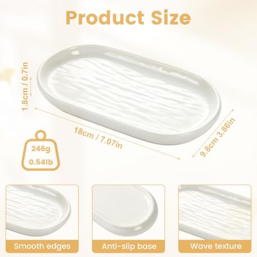 7.08 inch Ceramic Jewelry Tray Trinket Dish Plate Bowl Table Decor - Image 2
