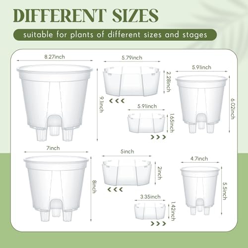 Wonderjune Self Watering Planter, 4.72''/5.91''/7.09''/8.27'', Clear, 4 Pcs - Image 2