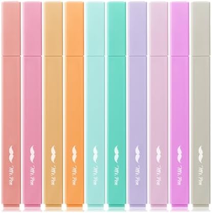 Mr. Pen- Aesthetic Highlighters No Bleed, 10 Pack, Assorted Colors | Chisel Tip, Cute Highlighters Assorted Colors for Journaling, Highlighting, Underlining, Fast Dry, Back to School Supplies by MrPen