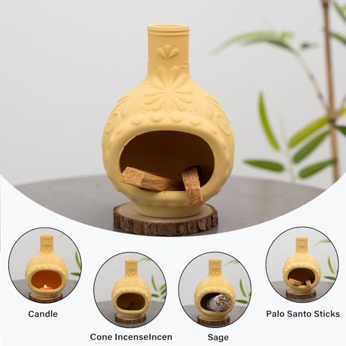 MOUGIGI Yellow Clay Palo Santo Holder & Incense Cone Burner for Sage Stick - Image 5