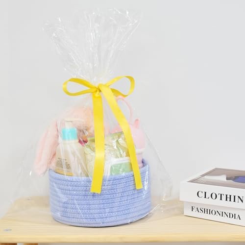 ABenkle Small Woven Basket, Empty Tiny Shallow Storage Basket, Mini Cotton Rope Baskets, Round Decorative Hamper, Basket Storage Bins for Toys, Spa, Socks, Nursery, Living Room - Image 5