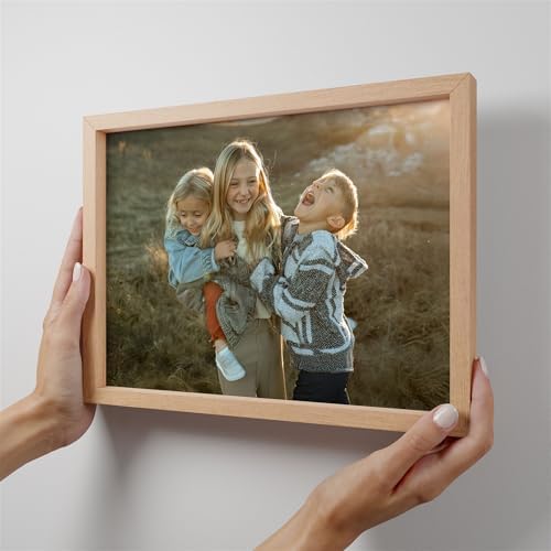 Mixtiles Official Custom Photo Tiles - Magnetic Wall Frames - Adhesive Sticker, no Nails - Personalized Printed Photos - Various Sizes and Frames - 11x8-1-Tile - Normal Oak