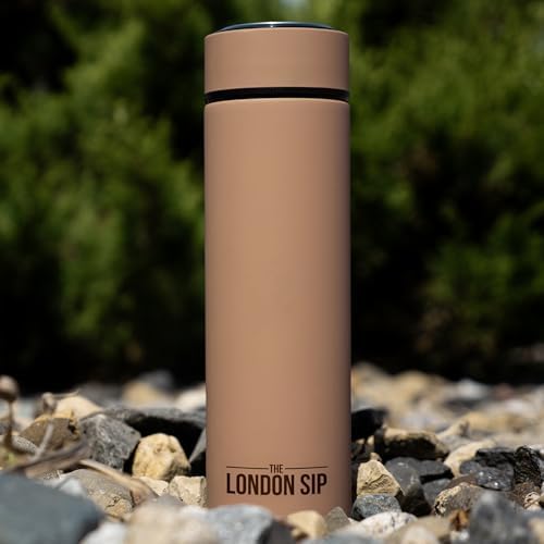 The London Sip 16.9 oz Multi-Purpose Tea Infuser Mug – Fruit Infuser Water Bottle for Hot and Cold – Double Wall Stainless Steel Insulated, Mocha Brown - Image 3