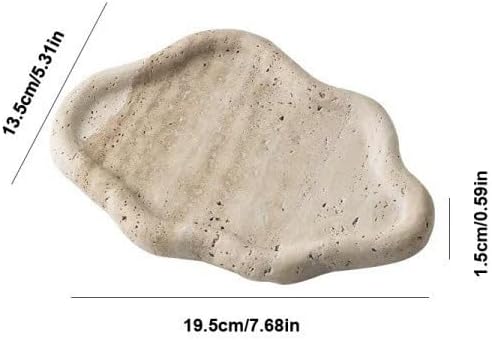 Cloud-Shaped Natural Travertine Tray – 7.68" x 5.3" Marble Vanity Organizer, Aesthetic Stone Catchall Dish for Perfume, Jewelry, Candle, Countertop Decor, Gift-Ready - Image 3