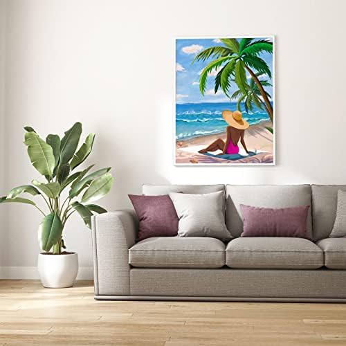 Nuberlic Summer Girls Pre Drawn Canvas for Painting for Adults 8x10 inches - Image 4