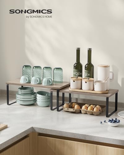 SONGMICS Cabinet Organizer Shelf, Set of 2 Spice Rack, Kitchen Storage - Image 2