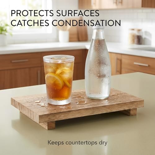 Wood Riser Tray, 12 x 7 Inch Decorative Rustic Bathroom Dishes, No Coating Rustic Farmhouse Wood Tray for Kitchen Counter, Wooden Tray Pedestal Stand, Counter Display Riser, for Plant Bottles Candles - Image 5