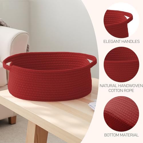JMvicyroam Small Woven Basket, Empty Gift Basket, Red/1 Pack - Image 3