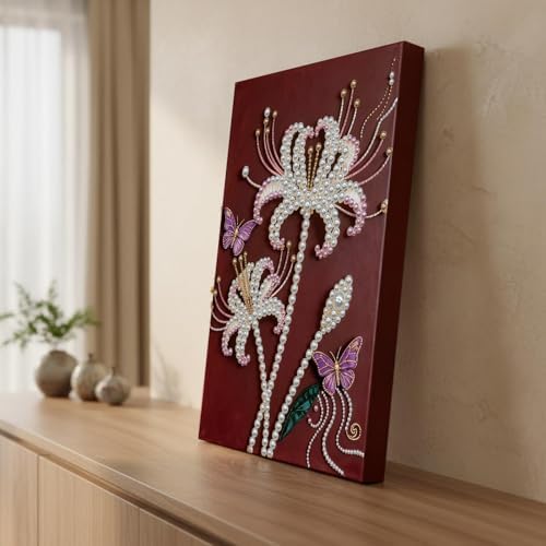 DIY Pearl Painting with Frame, Creative Design, Handmade Stress-Relieving Home Wall Decoration, Includes Frame and Tools-Flowers-1 - Image 4