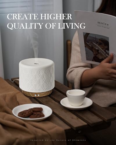 Essential Oil Diffuser - 280ml Ceramic Diffuser for Large Room & Commercial Use, 2.4MHz Aromatherapy Diffuser with Cool Mist Humidifier & Night Light, Ideal for Bedroom, Office, Yoga, Spa, Gifts - Image 2