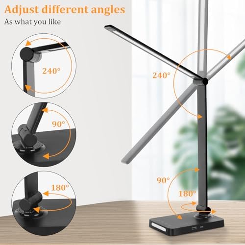 LED Desk Lamp with USB Ports,Touch Desk Lamps for Home Office with 5 Modes - Image 5