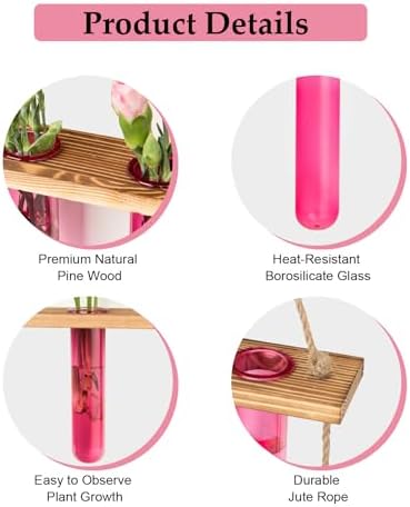 XXXFLOWER Wall Hanging Propagation Station with Wooden Stand Pink - Image 3