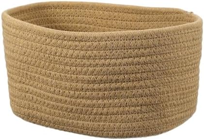 uxcell Small Woven Basket, 8.3x5.9x4.7 Inch Rectangular Rope Basket Decorative Gift Chest Box Cute Mini Woven Storage for Organizing Shelf Storage Bedroom Home Decor, Khaki by uxcell