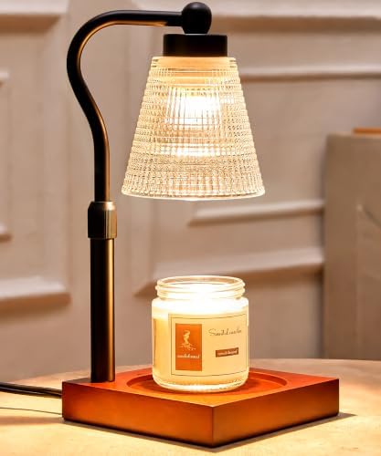 Height Adjustable Candle Warmer Lamp with Timer, 3 Dimmable Wax Melt Warmer, Birthday Gifts for Women Mom, House Warming Gifts New Home Decor, Candle Warmer for Jar Candles with 2 Bulbs, Black-Clear by Sunfanie