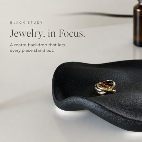Ceramic Jewelry Dish, 6.3 in, Gift Box and Card, Charcoal Black - Image 3