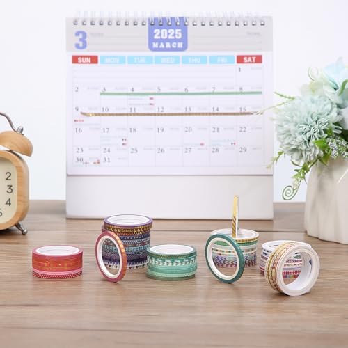 Mr. Pen- Skinny Washi Tape Set, 48 Rolls, Gold Foil Print, 3mm Wide - Image 6