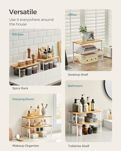 SONGMICS Cabinet Organizer Shelf, Set of 2 Spice Rack, Kitchen Storage - Image 3