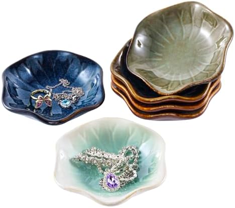 Vintage-Inspired Ceramic Jewelry Dish – Handcrafted Floral Trinket Trays in Luxe Glazed Porcelain | Antique-Style Ring Holders for Vanity & Dresser Décor (1, Kiln turned Lotus Blue) - Image 4
