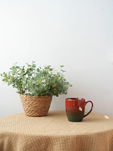 Bosmarlin Ceramic Coffee Mug Set of 4, 17 Oz, Coffee Cups with Big Handle, Microwave Safe, Unique Reactive Glaze (Red&Green) - Image 4