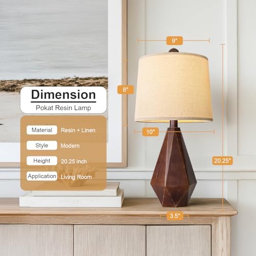 PoKat 20.25" Farmhouse Table Lamps Set of 2 for Night Stands, Vintage Bedside Lamps for Bedroom Living Room, Modern Bedroom Lamps for End Table, Suitable for Small Place, Antique Brown - Image 4